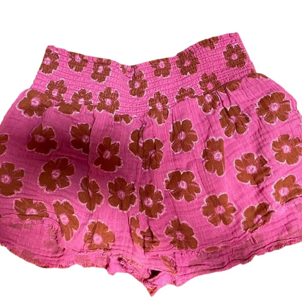 Urban Outfitters High Waist Pink and Brown Floral Shorts